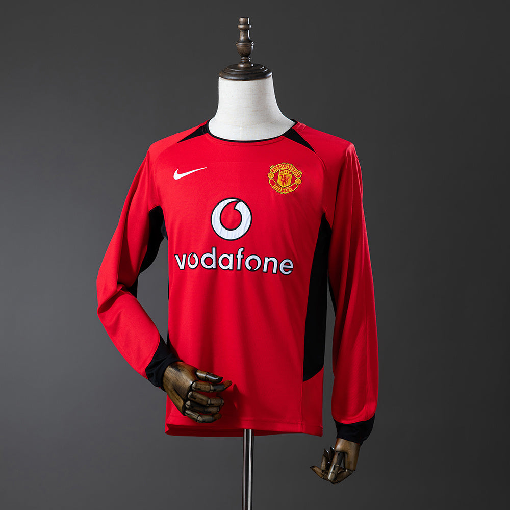 Camisola Manchester United Principal 02/04 Retro - Manga Comprida