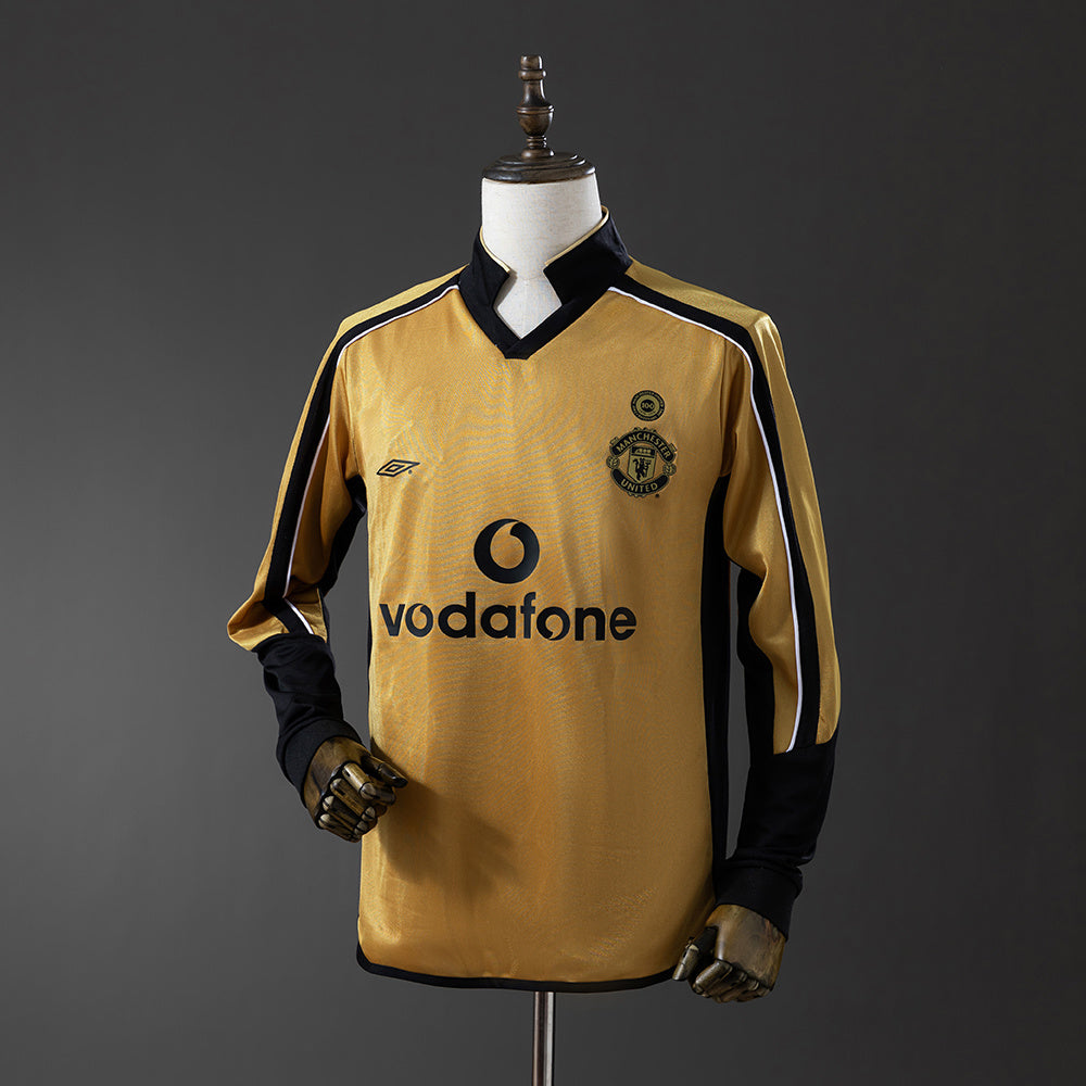 Camisola Manchester United Edição Especial 100 Anos 01/02 Retro - Manga Comprida