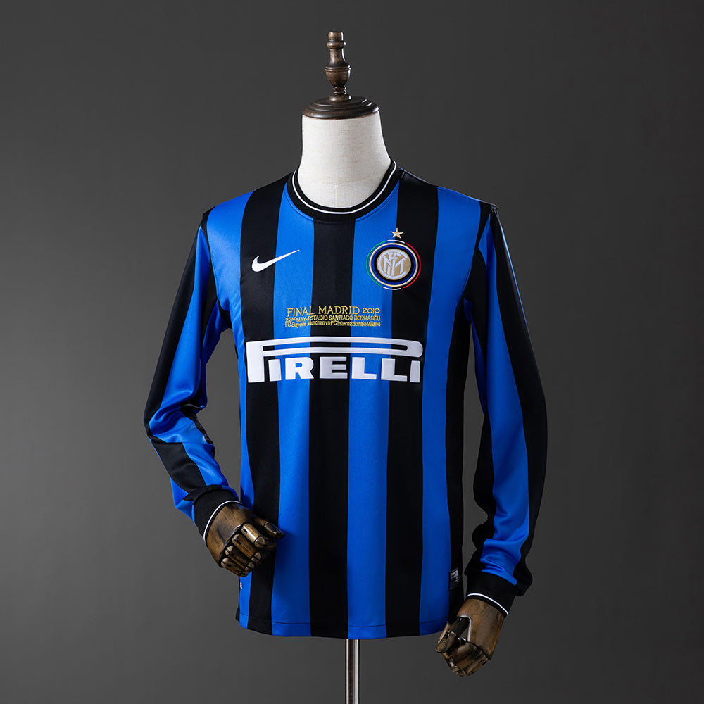 Camisola Inter de Milão Principal Edição Especial Liga dos Campeões 09/10 Retro - Manga Comprida