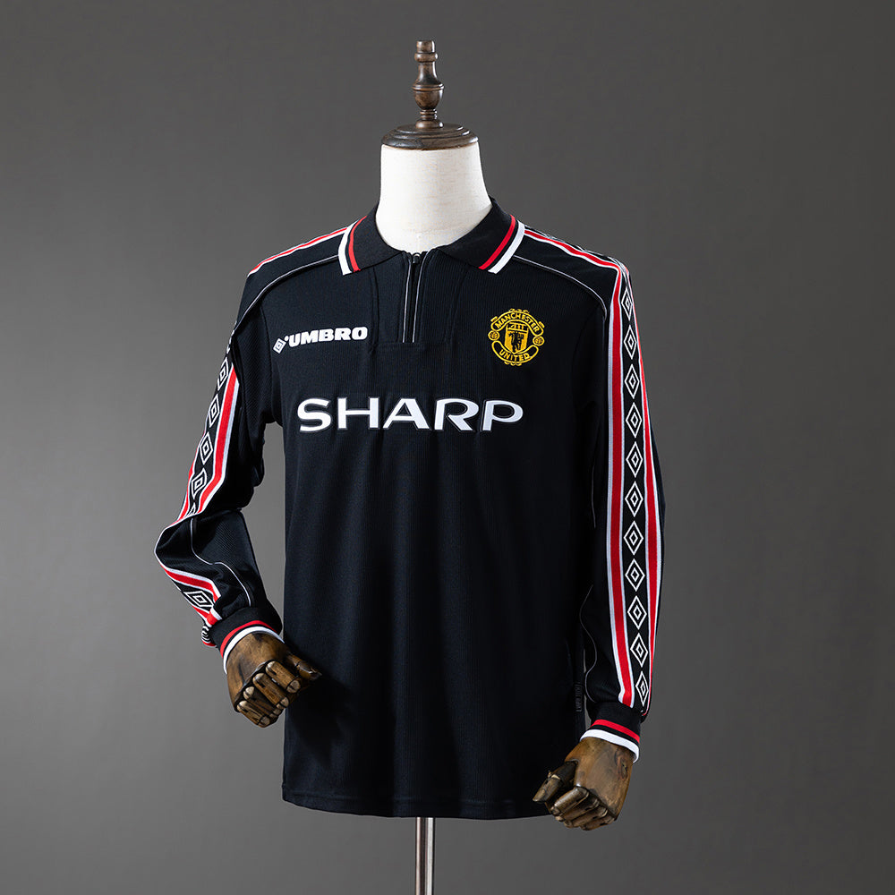 Camisola Manchester United Preta 98/99 Retro - Manga Comprida