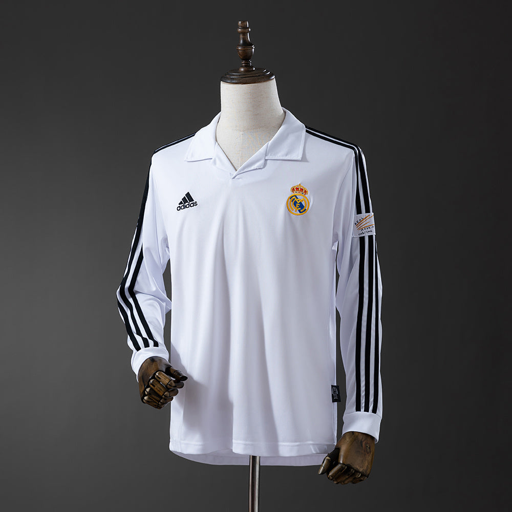Camisola Real Madrid Principal Edição Liga dos Campeões 02/03 Retro - Manga Comprida