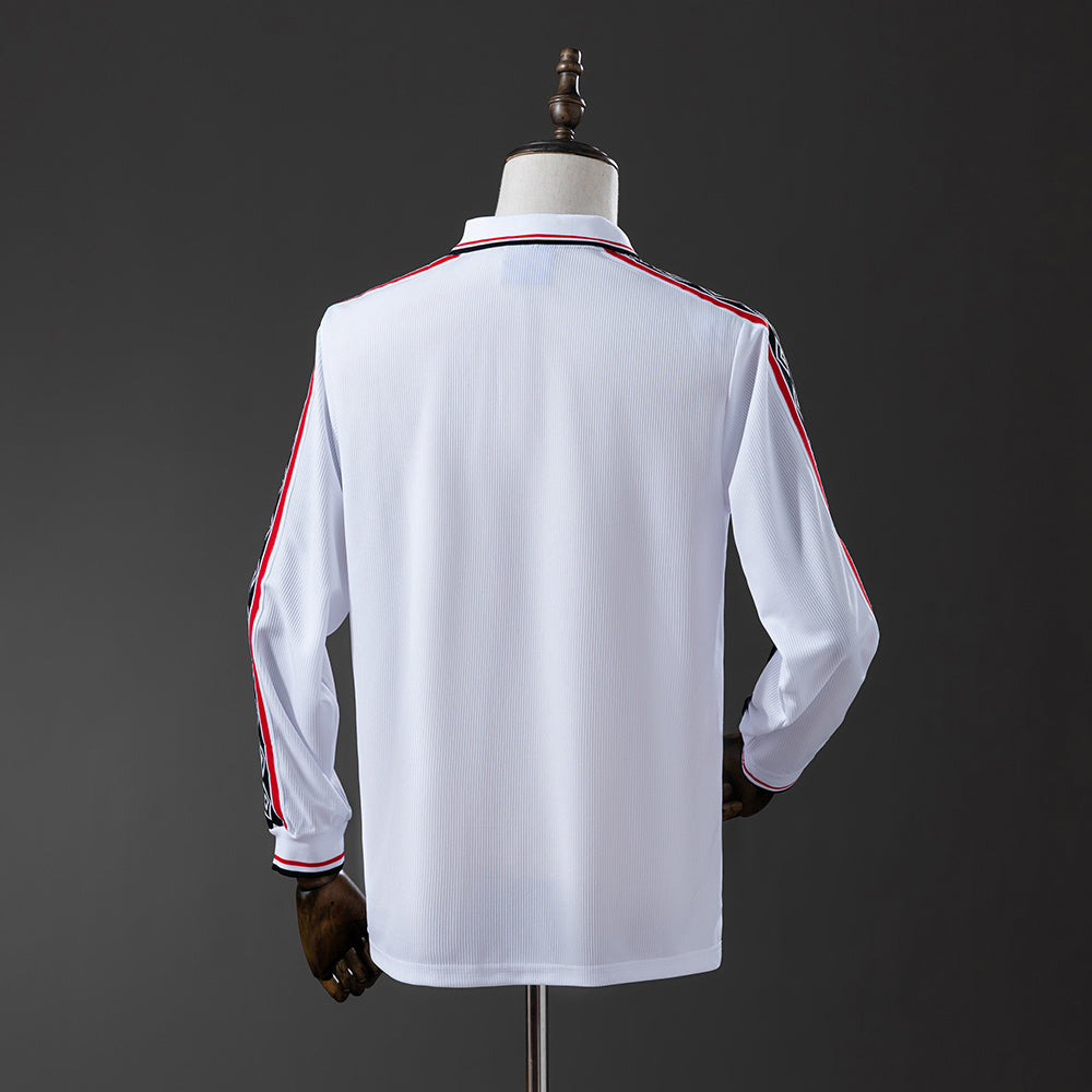 Camisola Manchester United Branca 98/99 Retro - Manga Comprida