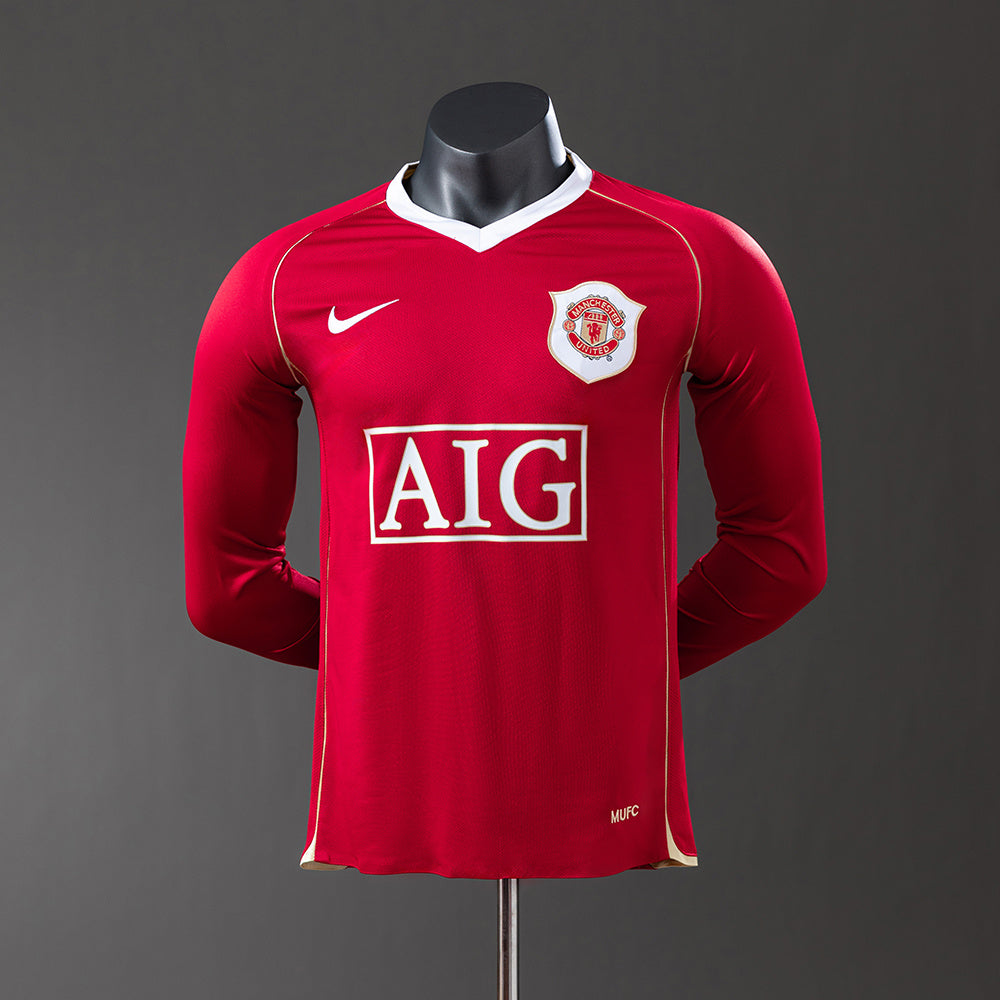 Camisola Manchester United Principal 06/07 Retro - Manga Comprida - Versão Jogador