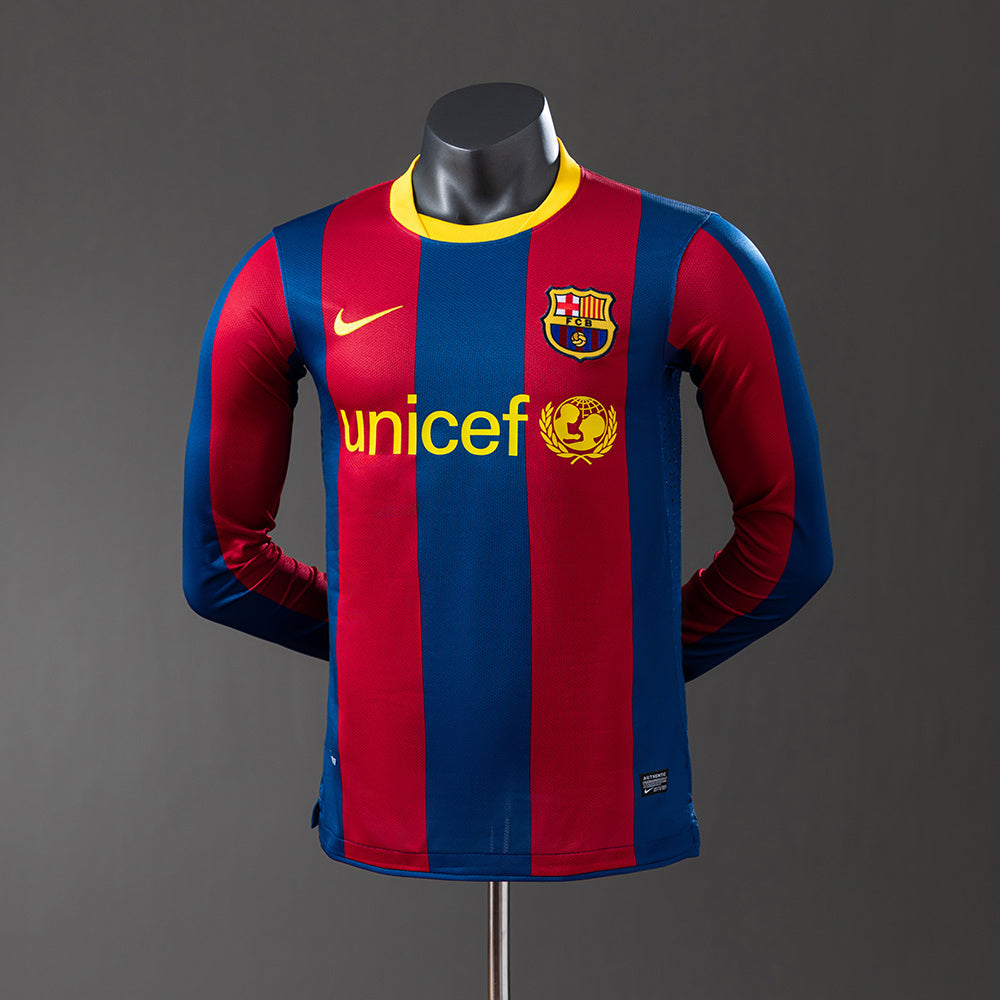 Camisola Barcelona Principal 10/11 Retro - Manga Comprida - Versão Jogador