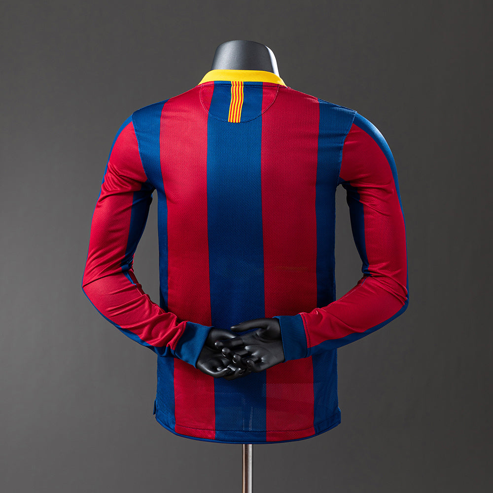 Camisola Barcelona Principal 10/11 Retro - Manga Comprida - Versão Jogador