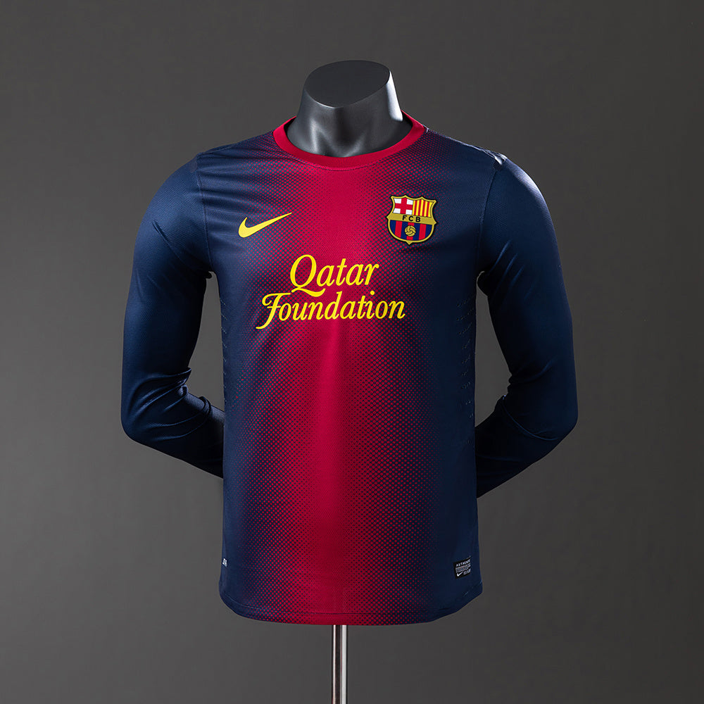 Camisola Barcelona Principal 12/13 Retro - Manga Comprida - Versão Jogador