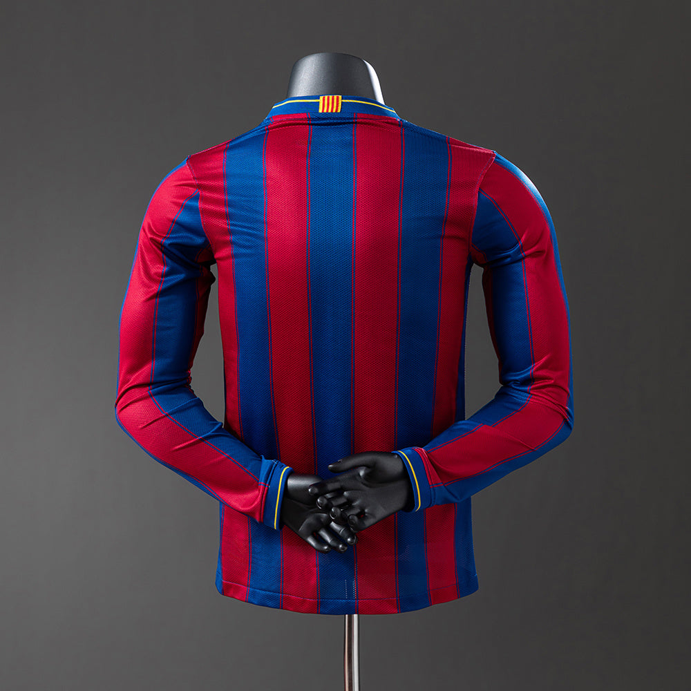 Camisola Barcelona Principal 09/10 Retro - Manga Comprida - Versão Jogador