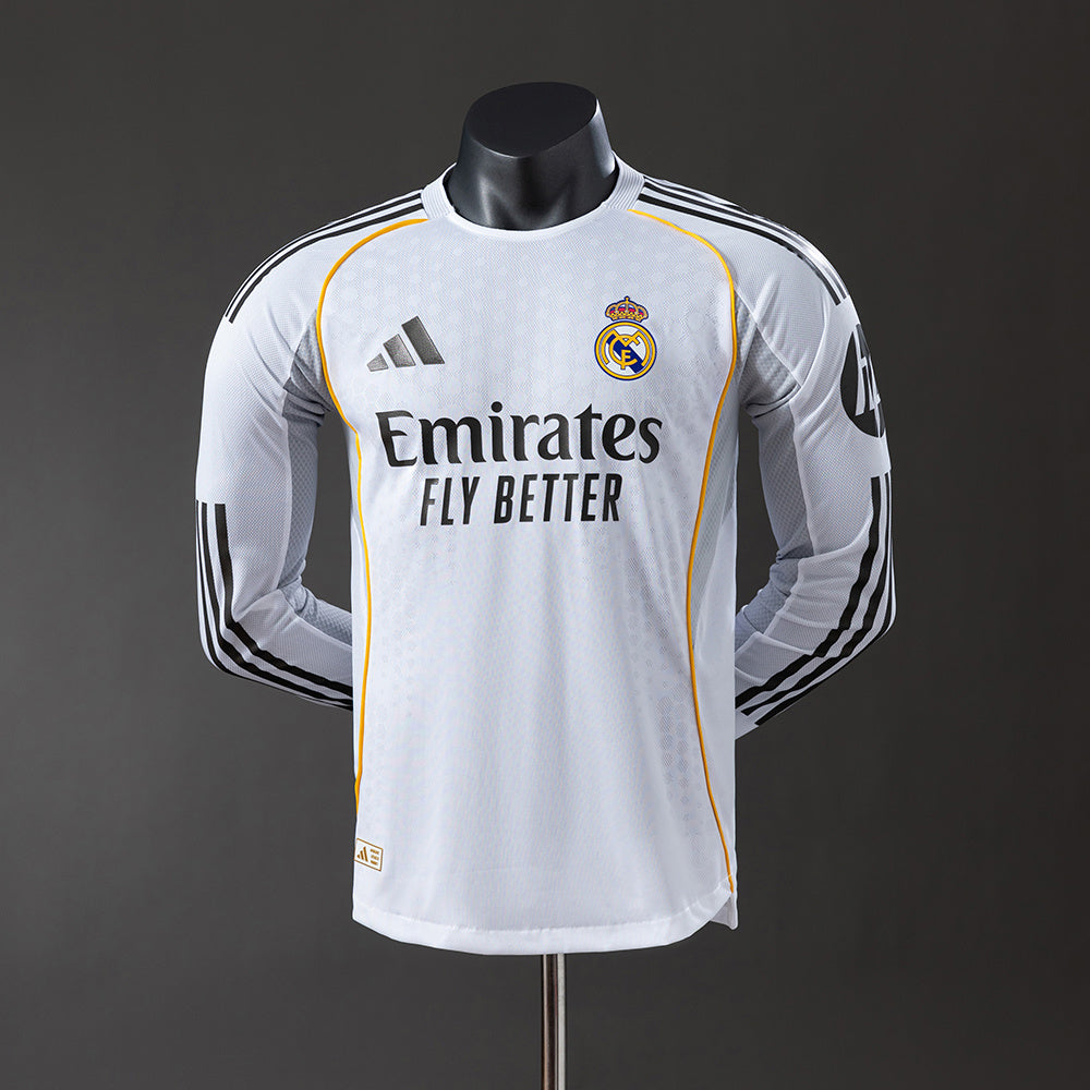 Camisola Real Madrid Principal 25/26 - Manga Comprida - Versão Jogador