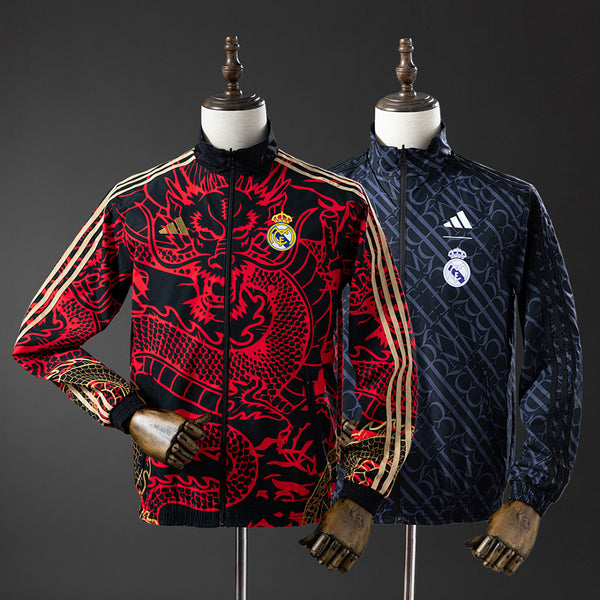 Corta-Vento Reversível Real Madrid - Vermelho e Azul-Marinho