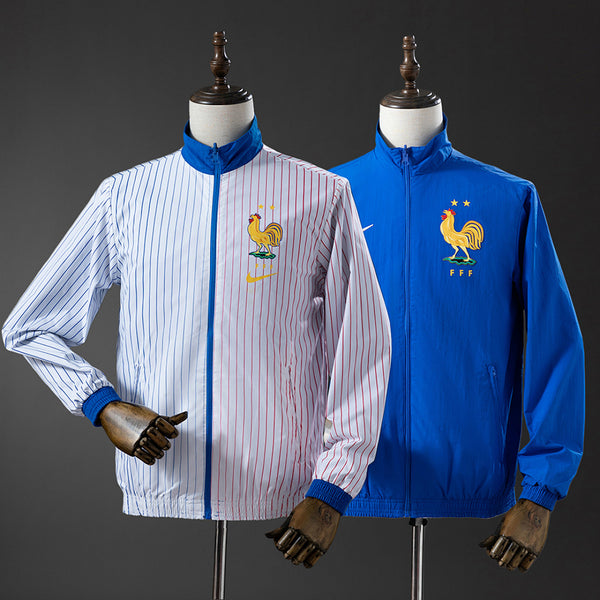 Corta-Vento Reversível França - Branco e Azul