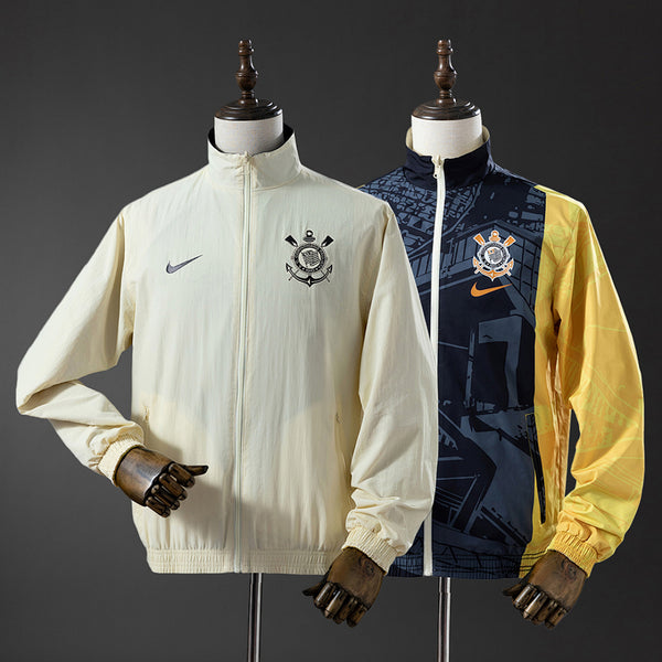 Corta-Vento Reversível Corinthians - Bege e Preto