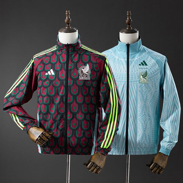 Corta-Vento Reversível México - Vermelho e Azul-Celeste