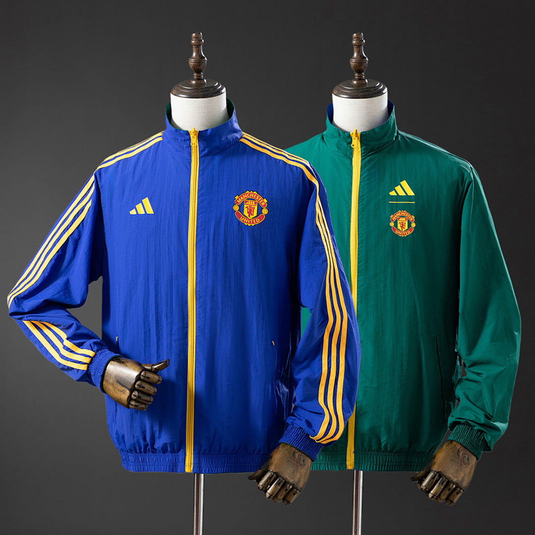 Corta-Vento Reversível Manchester United - Azul e Verde-Tropa