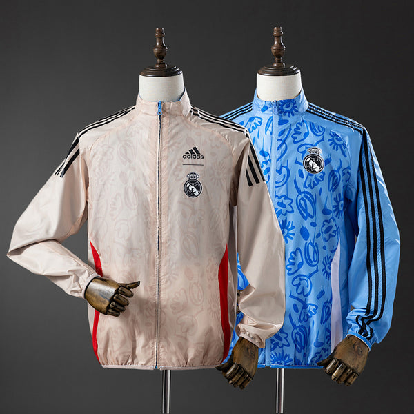 Corta-Vento Reversível Real Madrid - Bege e Azul