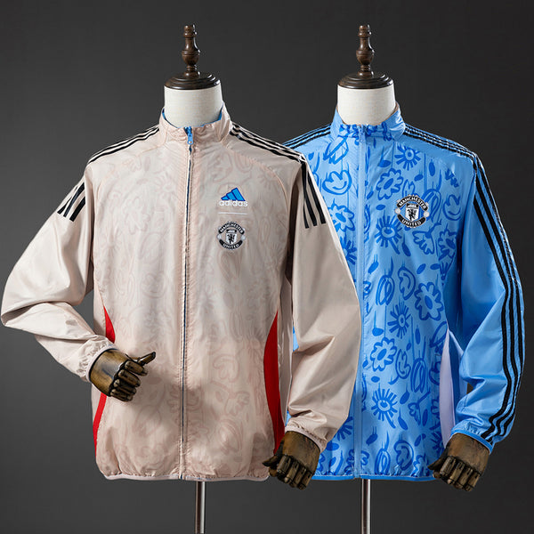 Corta-Vento Reversível Manchester United - Bege e Azul