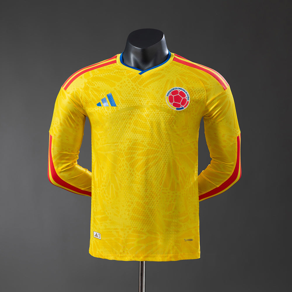 Camisola Colômbia Principal 26/27 - Mundial 2026 - Manga Comprida - Versão Jogador