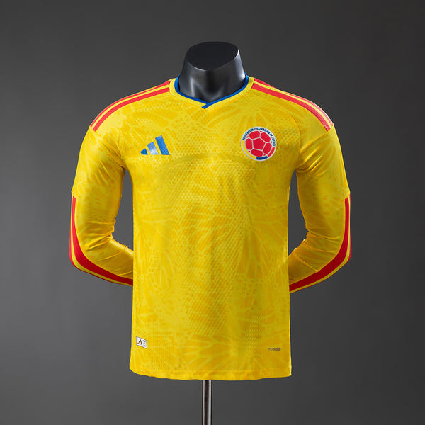 Camisola Colômbia Principal 26/27 - Mundial 2026 - Manga Comprida - Versão Jogador