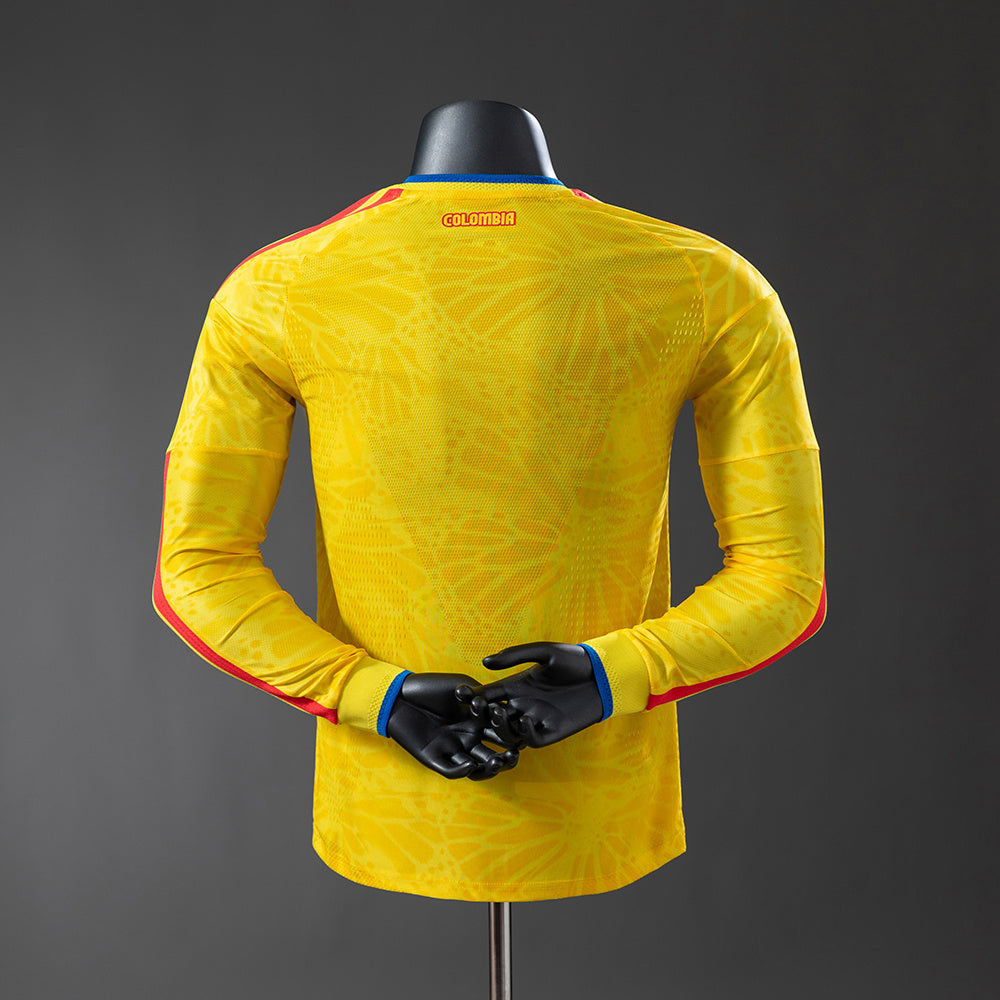 Camisola Colômbia Principal 26/27 - Mundial 2026 - Manga Comprida - Versão Jogador