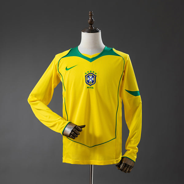 Camisola Brasil Principal 04/05 Retro - Manga Comprida
