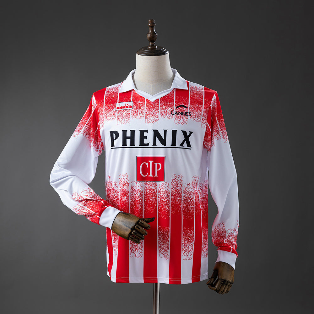 Camisola AS Cannes Principal 91/92 Retro - Manga Comprida