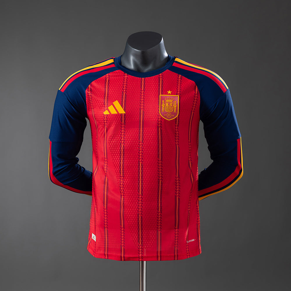 Camisola Espanha Principal 26/27 - Mundial 2026 - Manga Comprida - Versão Jogador