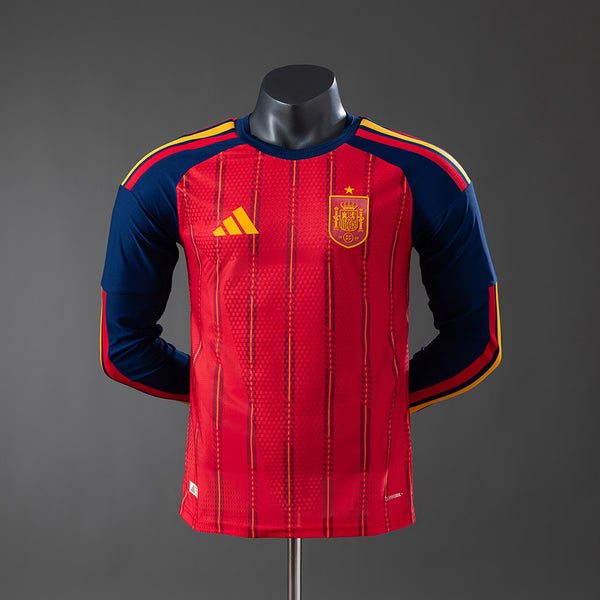 Camisola Espanha Principal 26/27 - Mundial 2026 - Manga Comprida - Versão Jogador
