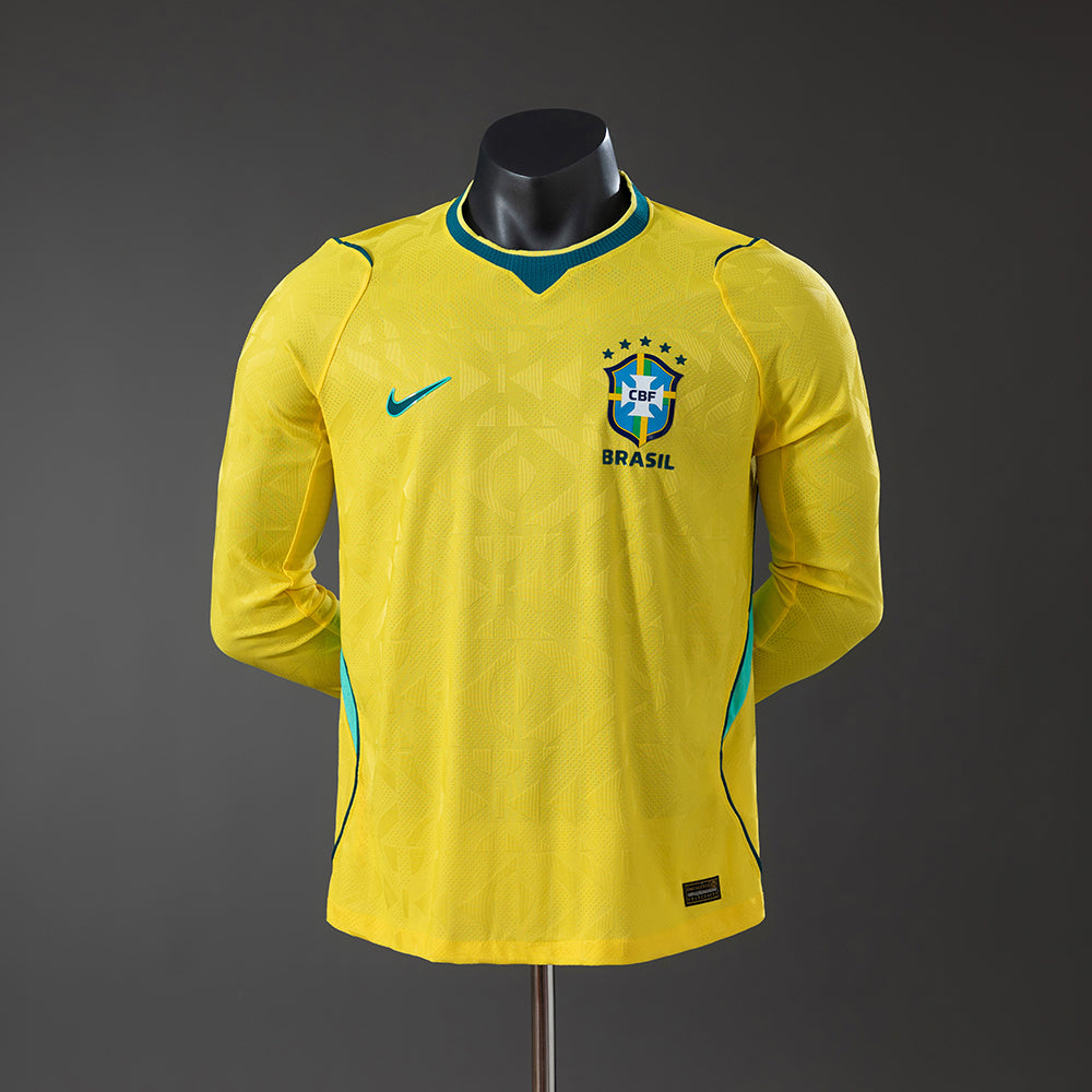 Camisola Brasil Principal 26/27 - Mundial 2026 - Manga Comprida - Versão Jogador