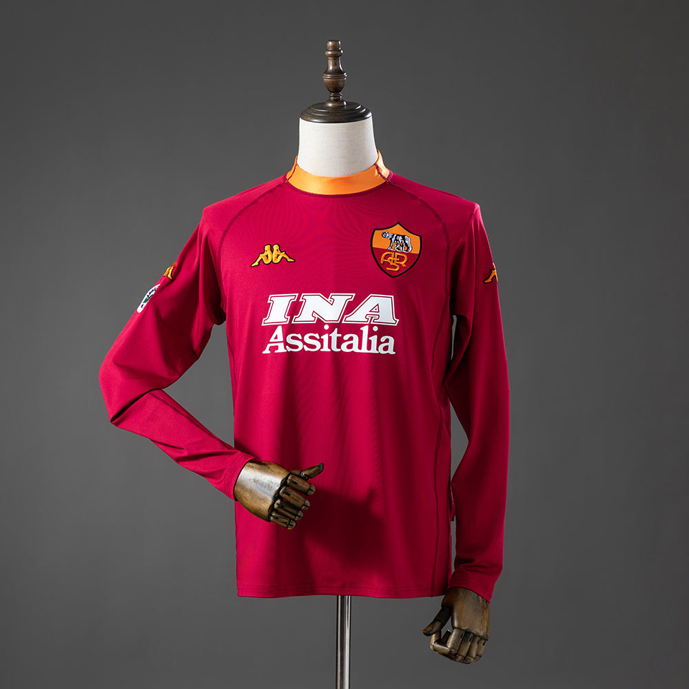 Camisola Roma Principal 00/01 Retro - Manga Comprida