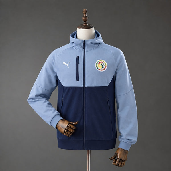 Sweatshirt com Capuz e Fecho Senegal 2026 - Azul-Marinho e Azul-Clara