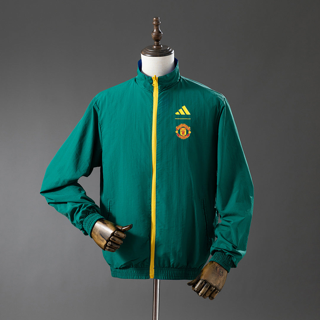 Corta-Vento Reversível Manchester United - Azul e Verde-Tropa